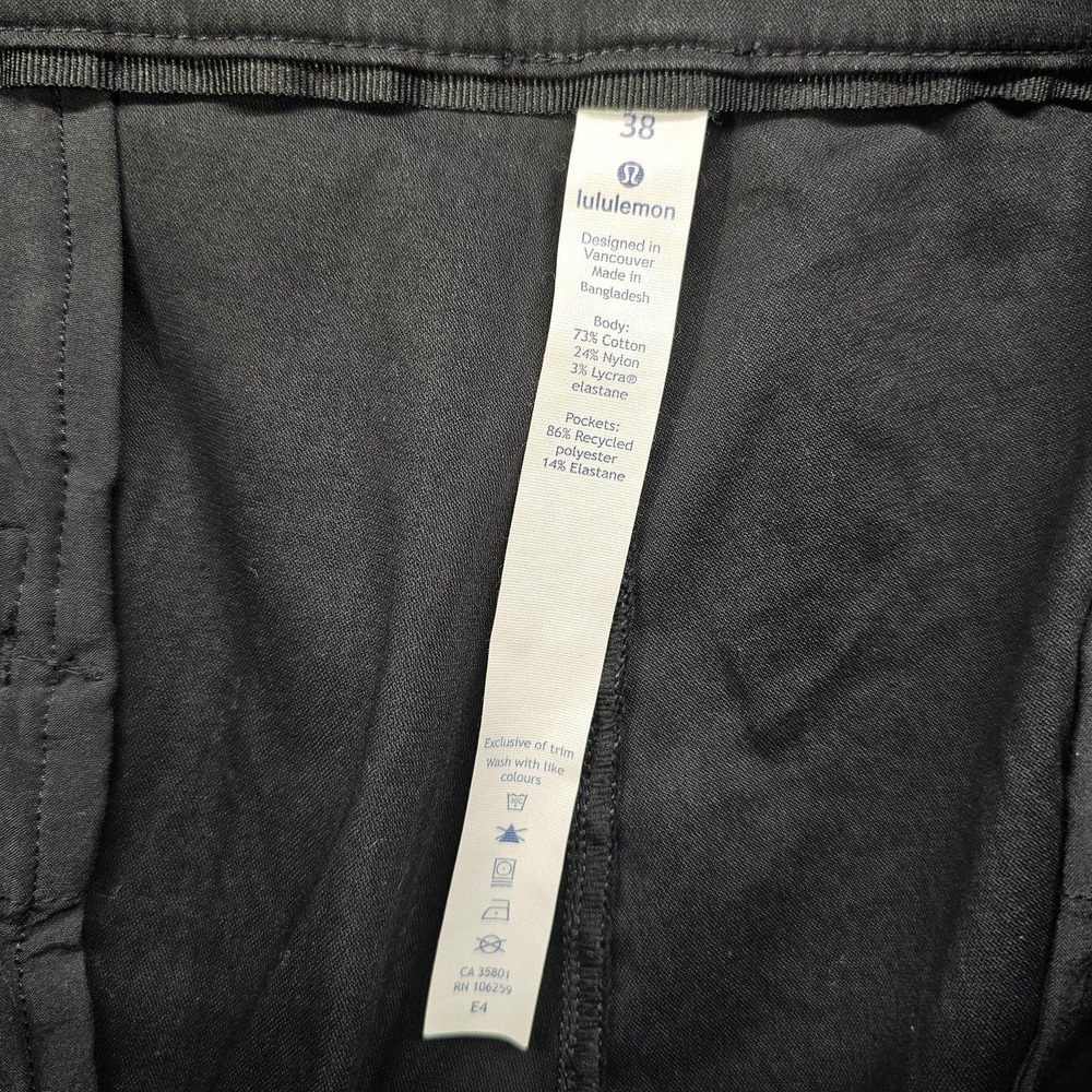 Lululemon Commission Pants Mens 38x34 Black Classic Stretch Chino Golf M5440S - Picture 10 of 12